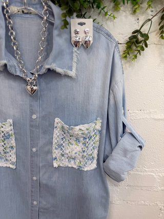 Chantilly Top Lt Denim Shirts & Tops Blublu