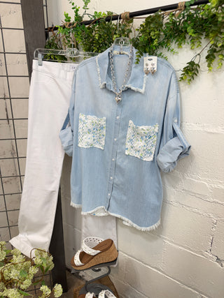 Chantilly Top Lt Denim Shirts & Tops Blublu