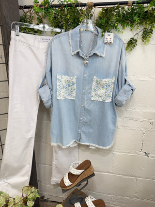 Chantilly Top Lt Denim Shirts & Tops Blublu