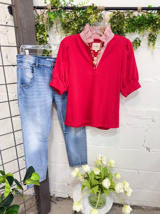 Natasha Top Apple Red by Umgee Shirts & Tops Umgee