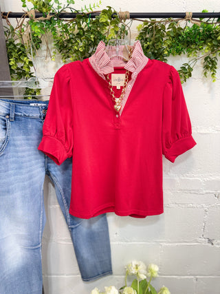 Natasha Top Apple Red by Umgee Shirts & Tops Umgee