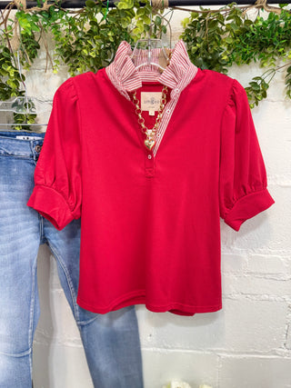Natasha Top Apple Red by Umgee Shirts & Tops Umgee
