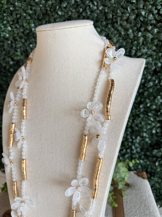 Edna Necklace White/Gold Necklaces Carol's Boutique