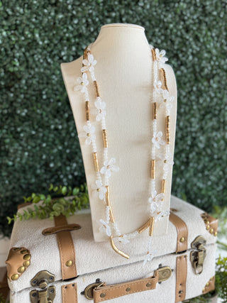 Edna Necklace White/Gold Necklaces Carol's Boutique