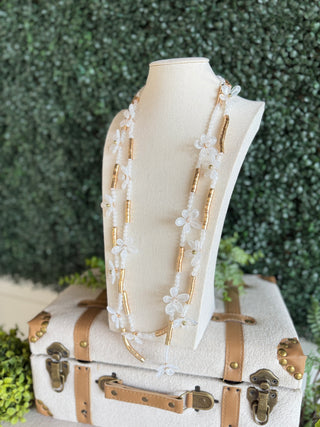 Edna Necklace White/Gold Necklaces Carol's Boutique
