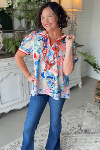 Jasmine Top Blue Mix by Umgee