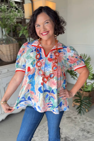 Jasmine Top Blue Mix by Umgee