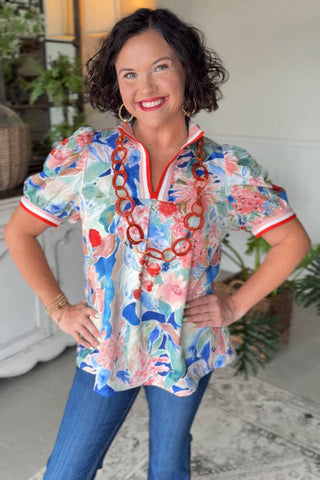 Jasmine Top Blue Mix by Umgee