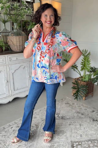 Jasmine Top Blue Mix by Umgee