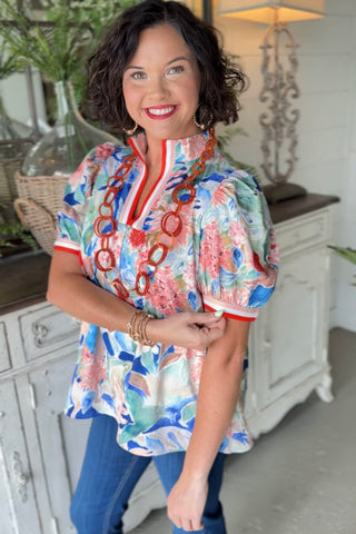Jasmine Top Blue Mix by Umgee