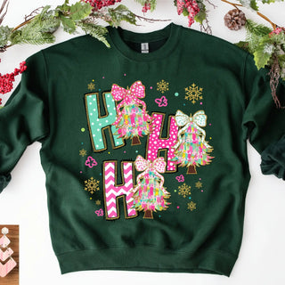 Ho Ho Trees Sweatshirt Forest Green