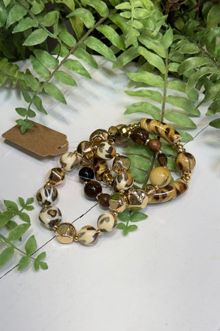 Kenya Bracelet Set Gold/Brown