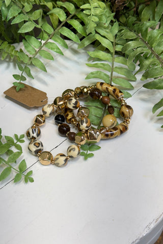 Kenya Bracelet Set Gold/Brown