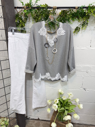 Deanna Top Grey Shirts & Tops MuMu