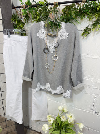 Deanna Top Grey Shirts & Tops MuMu