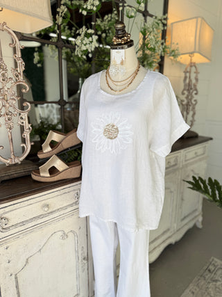 Giada Linen Top Ivory Shirts & Tops Sole Luna