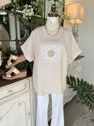 Giada Linen Top Ivory Shirts & Tops Sole Luna