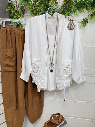 Avalon Linen Jacket White Shirts & Tops New Afeis