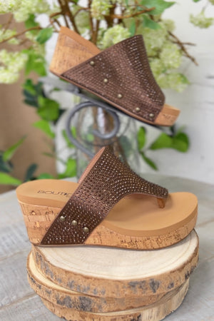 Brown Crystals Flirty Wedge