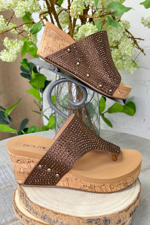 Brown Crystals Flirty Wedge