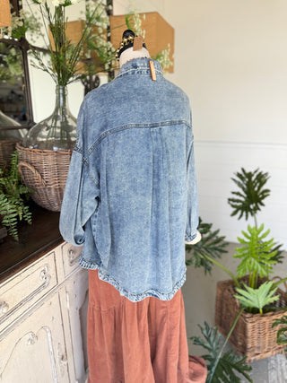 Go West Washed Chambray Shirts & Tops Blu Pepper