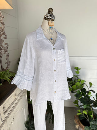Veronica Linen Top White Shirts & Tops Allison