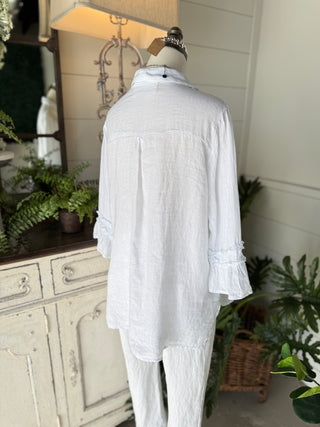 Veronica Linen Top White Shirts & Tops Allison