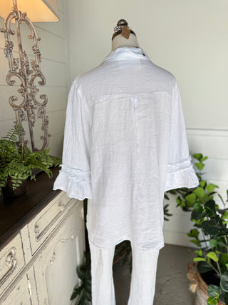 Veronica Linen Top White Shirts & Tops Allison