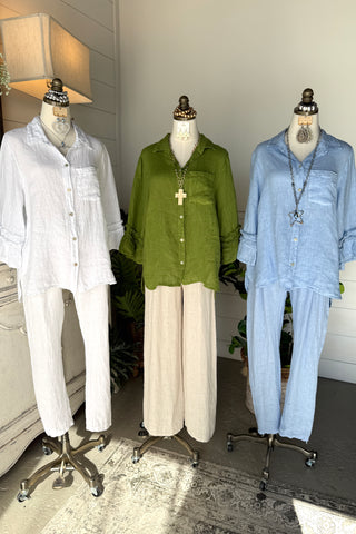 Veronica Linen Top White Shirts & Tops Allison