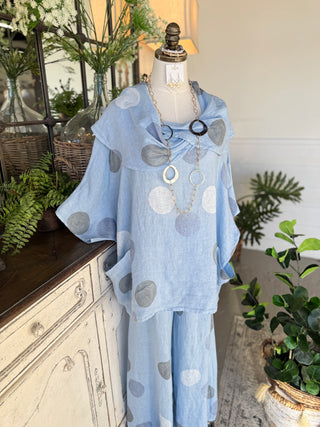 Nia Linen Top Lt Blue Shirts & Tops 111% Lino