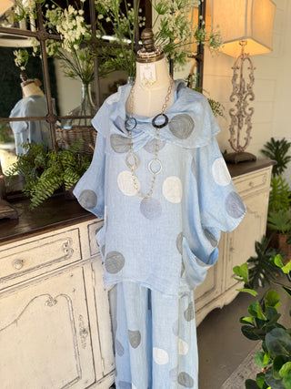 Nia Linen Top Lt Blue Shirts & Tops 111% Lino
