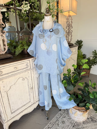 Nia Linen Top Lt Blue Shirts & Tops 111% Lino