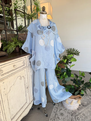 Riviera Linen Pants Lt Blue Pants 111% Lino