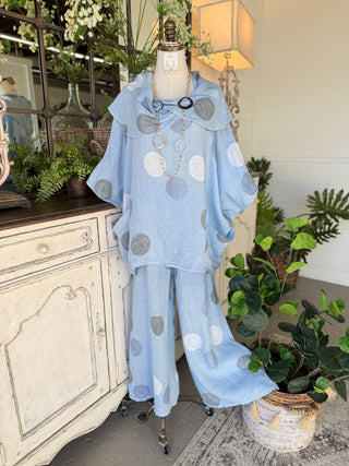 Nia Linen Top Lt Blue Shirts & Tops 111% Lino