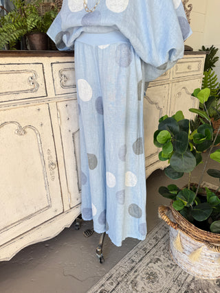 Riviera Linen Pants Lt Blue Pants 111% Lino