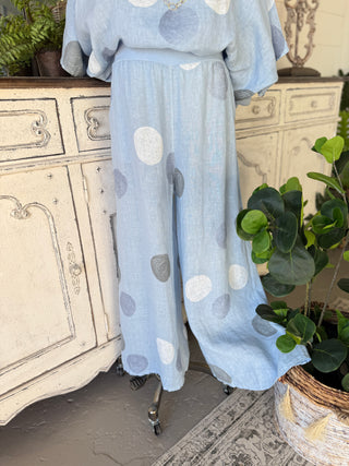 Riviera Linen Pants Lt Blue Pants 111% Lino