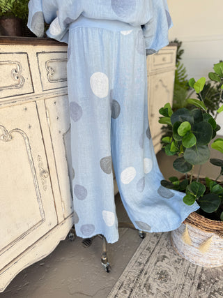 Riviera Linen Pants Lt Blue Pants 111% Lino