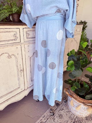 Riviera Linen Pants Lt Blue Pants 111% Lino