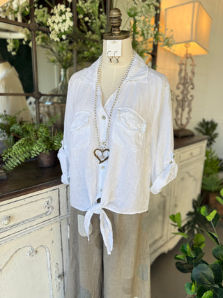 Perdido Linen Top White Shirts & Tops Allison