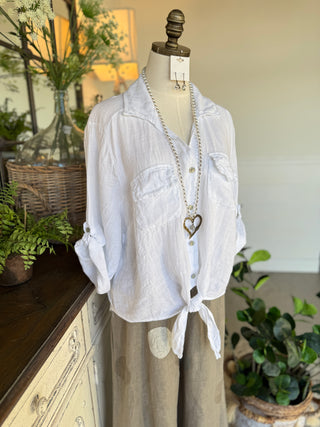 Perdido Linen Top White Shirts & Tops Allison