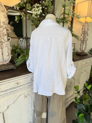 Perdido Linen Top White Shirts & Tops Allison