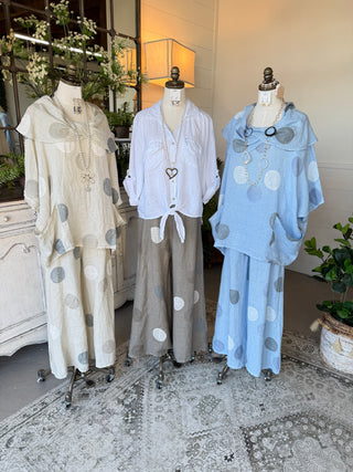 Riviera Linen Pants Lt Blue Pants 111% Lino