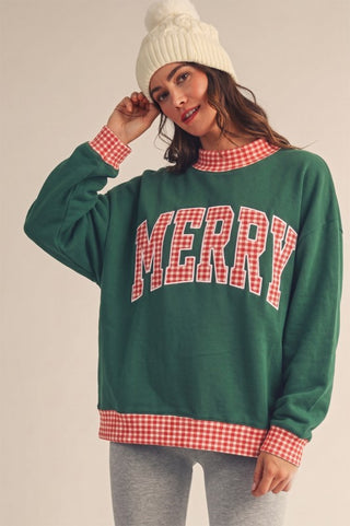 Holiday Plaid Pullover Green Sweatshirt LovLov