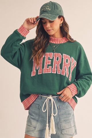 Holiday Plaid Pullover Green Sweatshirt LovLov