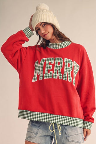 Holiday Plaid Pullover Green Sweatshirt LovLov