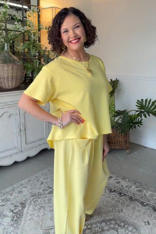 Settle Down Pant Set Yellow Top & Pant Set Davi & Dani