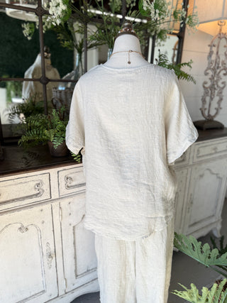 Blakely Linen Top Beige Shirts & Tops New Afeis