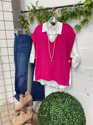 Sideways Fuchsia Sweater Vest Miss Carla