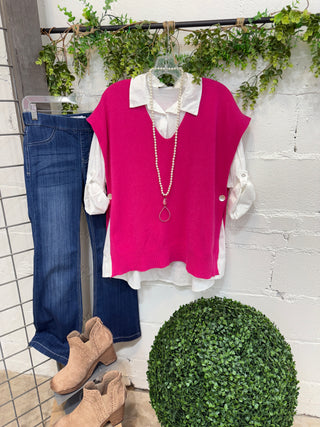 Sideways Fuchsia Sweater Vest Miss Carla