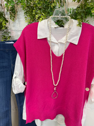 Sideways Fuchsia Sweater Vest Miss Carla